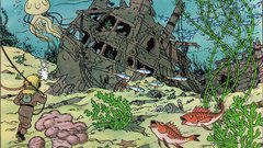 Ocean comics Tintin underwater
