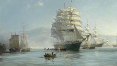Ocean paintings artwork sail ship Montague Dawson