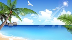 Ocean palm trees vectors