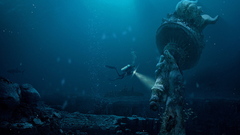 Ocean post-apocalyptic futuristic diver