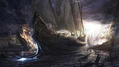 Ocean rain storm ships