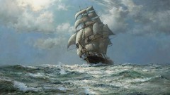 Ocean ships paintings artwork sail ship Montague Dawson