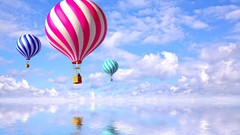 Ocean skyscapes hot air balloons