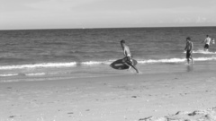 Ocean surfing grayscale monochrome