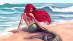 Ocean The Little Mermaid Beaches mermaids fan art redheads 