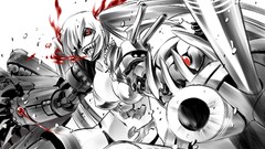 Ocean War Anime navel red eyes long hair anime girls cleavage 