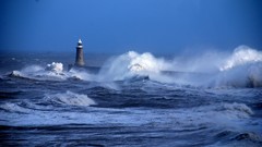 Ocean waves lighthouses