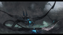 Ocean waves storm ships