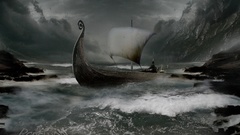 Ocean waves storm ships