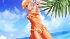 Ocean woman Anime bikini skyscapes soft shading