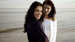 Ocean woman brunettes Sisters Monika C Eliska A