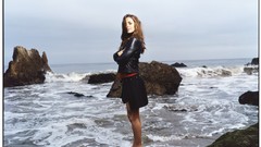 Ocean woman Celebrity rocks Beaches Actress brunettes eliza 