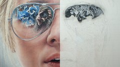 Oil close-up canvas faces urban blondes artwork