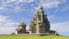 Old Russia architecture fields buildings Kizhi skyscapes 