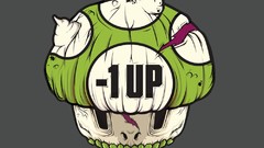 One mushrooms Up game Super Mario negative