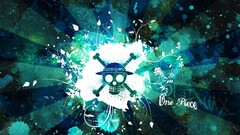 One Piece paint splatter skull digital art artwork Turquoise