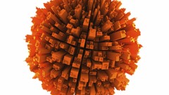 Orange abstract buildings spheres multicolor