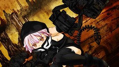 Orange blood Anime columns hoodies pink hair anime girls boots 