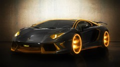 Orange cars Tron colors Supercars Lamborghini-Aventador 