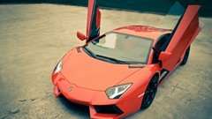 Orange cars wheels front Italy Lamborghini-Aventador