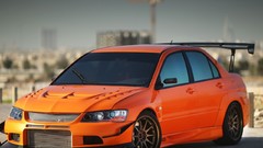 Orange cars wheels Mitsubishi Evo mitsubishi lancer