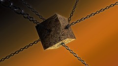Orange Cube 3d chains cgi
