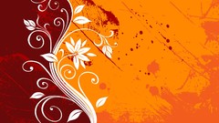 Orange floral grunge leaf Graphic Design vectors