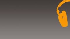 Orange gray background headphones minimalistic Simple Background