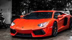 Orange Lamborghini aventador Lamborghini-Aventador