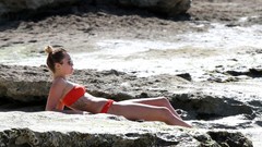 Orange miley cyrus bikini