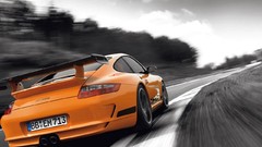 Orange Porsche Speed roads Porsche 911 GT3 RS