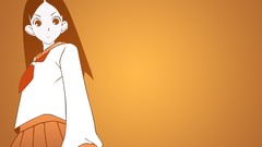 Orange schoolgirls long hair anime girls school uniforms 