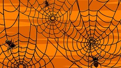 Orange spiders Halloween spider webs
