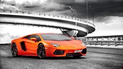 Orange Supercars Lamborghini-Aventador selective coloring