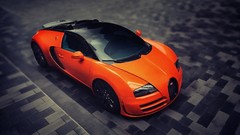 Orange tilt-shift bugatti veyron exotic cars