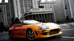 Orange tuning cars Japanese Toyota cities Toyota supra JDM 