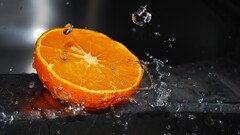 orange water drops fruit food water
