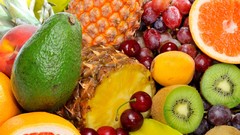 Oranges cherries fruits pineapples kiwi fruits