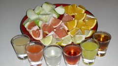 Oranges drinks fruits shot glasses