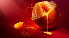 Oranges juice red background fruits