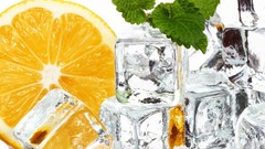 Oranges mint slices ice cubes