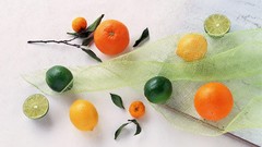 Oranges white background lemons fruits