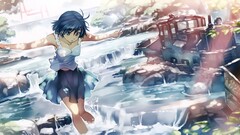 original characters Anime anime girls river blue hair Vania600