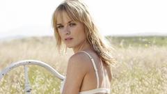 Outdoors looking back blondes