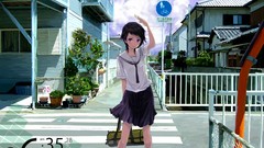 Outdoors school uniforms short hair black hair sailor uniforms