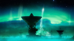 Outer space aurora borealis