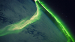 Outer space aurora borealis