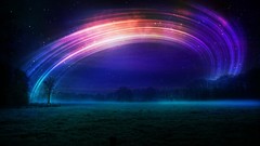 Outer space aurora borealis