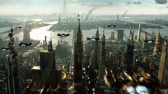 Outer space cityscapes futuristic