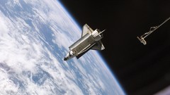 Outer space Earth spaceships